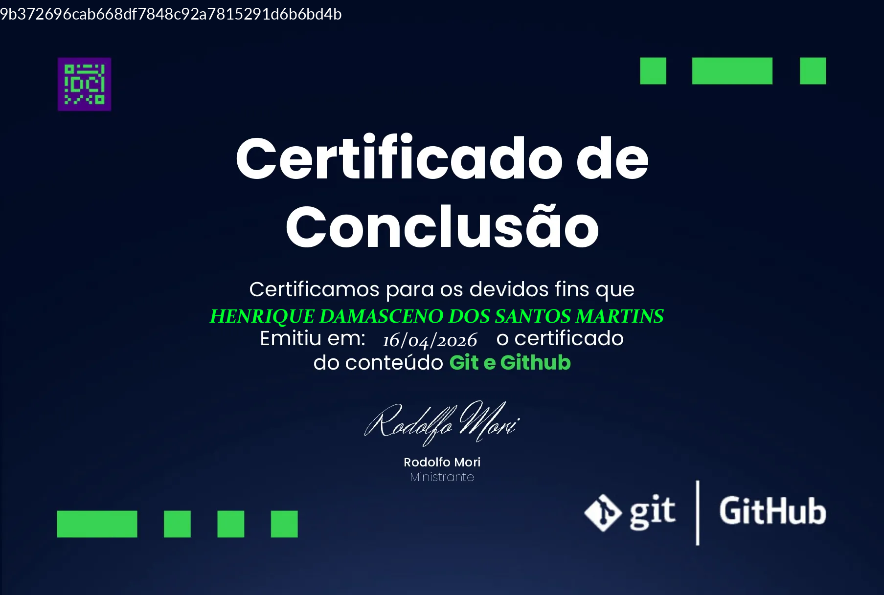 Certificado Git e GitHub de Henrique Martins
